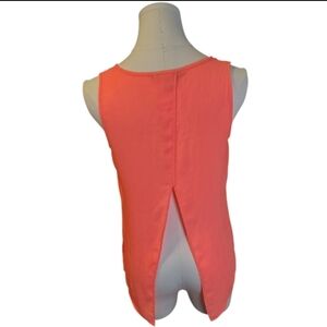 Express Vintage Bright Neon Orange Split Back Tank Top Extra Small